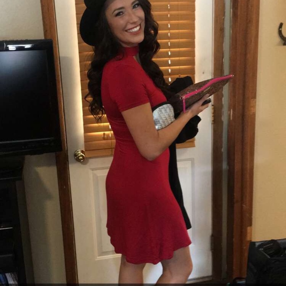 Red dress with open front